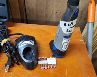 #64	Dremel Cordless Tool with battery	 $20.00 

