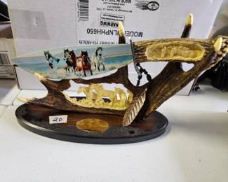 #43	Decorative Bowie Knife with stand 7.5" blade (Horse Theme)	 $20.00 
