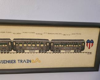 #101	Cross stitch train framed 35.5" long	 $20.00 
