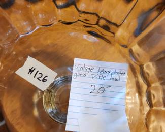 #126	Vintage heavy pleated glass trifle bowl	 $20.00 
