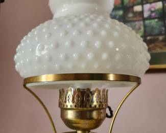 #89	Vintage Plymouth Ruffled Hobnail Glass Double Table Lamp works	 $50.00 