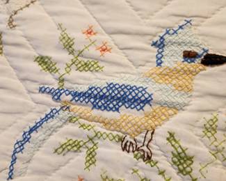 #134	Quilt Multiple Bird Design 90x68 (some stains and some tears)	 $20.00 

