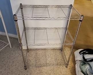 #110	3-shelf adjustable metal storage rack 23x13x29.5	 $20.00 
