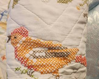 #134	Quilt Multiple Bird Design 90x68 (some stains and some tears)	 $20.00 
