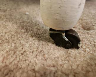 #94	Midcentury Modern Dresser unbranded 4 drawer on wheels painted white with glass top 45x23x36	 $125.00 
