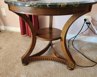 #85	Heritage Mid-Century round marble top end table 24.5'round x22H	 $45.00 
