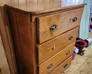 #116	Chest of drawers 4 drawers wood as-is finish and handles 35x18.5x44	 $20.00 
