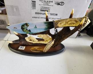 #41	Decorative Bowie Knife with stand 7.5" blade (Bass Theme)	 $20.00 
