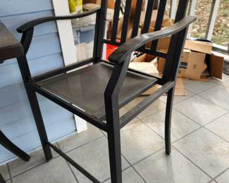 #120	Bistro set 2 chairs and tall table black metal 28x28x36 	 $150.00 
