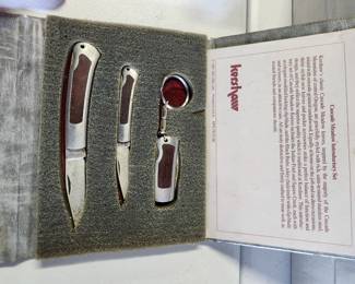 #55	Kershaw knife set of 3 in a bow wood inlay	 $50.00 
