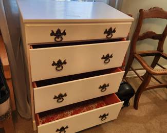 #97	White unbranded dresser painted 4 drawer 24x14x33	 $20.00 
