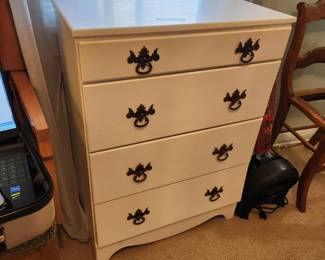 #97	White unbranded dresser painted 4 drawer 24x14x33	 $20.00 
