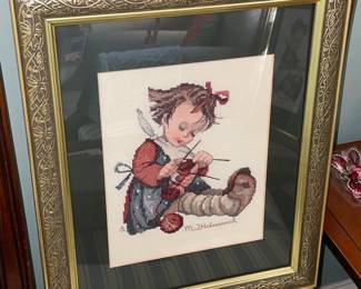 Framed Hummel Needlepoint