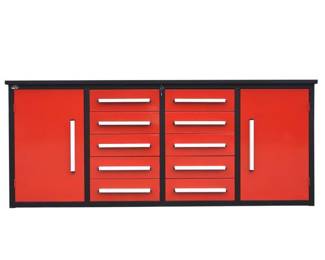 Unused Steelman 7FT-10D Red Work Bench with 10 Drawers & 2 Cabinets