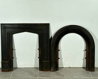 (2pc) MIXED CAST IRON FIREPLACE PIECES | h. 33 x w. 33 in (largest)
