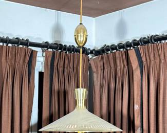 MID-CENTURY HANGING ADJUSTABLE LIGHT FIXTURE | Mid-century modern hanging ceiling light fixture. - h. 14 x dia. 20 in (as shown)
