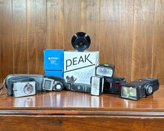 Group Camera Accessories | Photography accessories including flash mounts, light meter, etc, plus a Canon Power Shot SD 500 (untested)