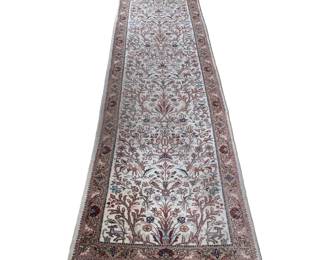 Tabriz Runner | With overall pattern of trees and animals on a beige ground. - w. 35.5 x l. 155 in