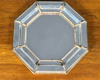 Octagonal Wall Mirror | In a gilt and mirrored frame. - dia. 12 in
