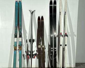(10pc) VINTAGE SKIS | Five pairs of skis. - l. 81 in (longest)