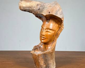 Hawaiian Milo Wood Carving | Signed on the bottom. - h. 10.75 x w. 8.5 in
