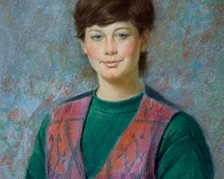 Joe Hing Lowe (b. 1934) | Pastel portrait of a young woman. Signed lower left. Sight 19.25 x 15.25 in. - h. 25.75 x w. 21.5 in (frame)
