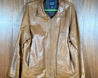 Gap Leather Jacket | Men’s cognac leather jacket by Gap, brown leather. Size L