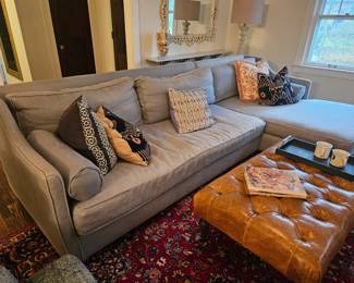 Cisco brothers sectional , brown leather ottoman