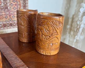 2 Drinkware Cups Wood