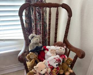 Child's Rocking Chair and Plushes