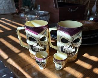 Plastic 90s Skull Mugs and Shot Glasses