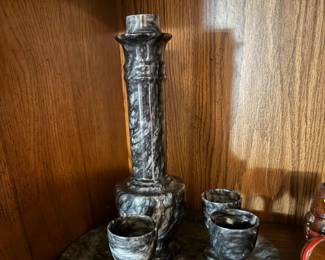 Stone Decanter Stems on Tray