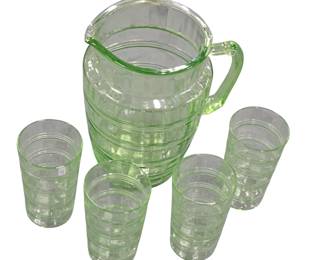 Uranium glass pitcher and glasses