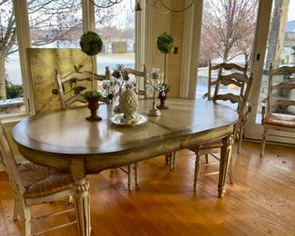  Kitchen table w / 2 leaves and 6 chairs.  72"x 42". 20 " leaves.  