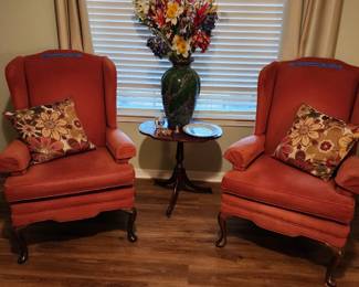 Beautiful pair of Taylor King wingback chairs.