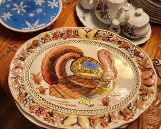 Platers of all types, featured here is a large turkey platter.