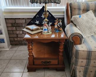 Very nice, heavy pair of oak end tables.