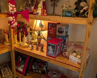 This closet in the garage is packed with christmas.