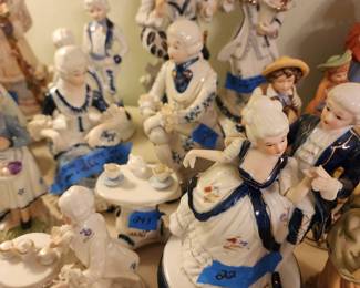 Porcelain blue and white figurines.