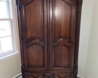 Oversized Wooden 2 Door Armoire Cabinet With 2 Bottom Drawers