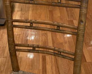 Antique Wooden Farm Ladderback Chair With Hay Seat