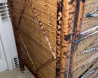 Fabulous Mid-Century Modern/Boho Bamboo 3 Drawer Nightstand