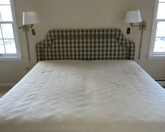 Large Green & White Upholstered Headboard