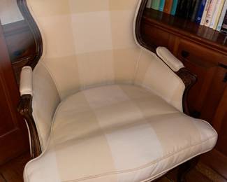 Oversized Upholstered Plaid Arm Chair With Decorative Pillows