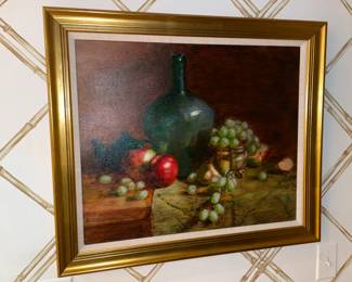 Gold Framed Fruit Still Life Painting Signed By "Mosley"