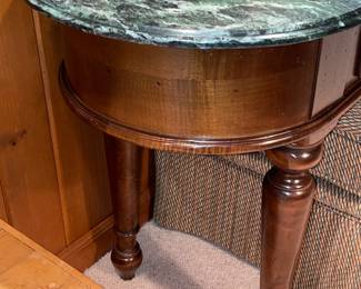 Oversized Wooden Console Table With Green Marble Top