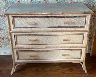 Fabulous Mid-Century Modern/Boho Bamboo 3 Drawer Dresser