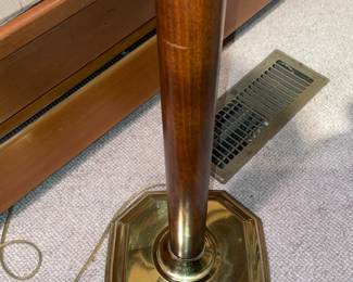 Wood With Brass Trim Floor Lamp