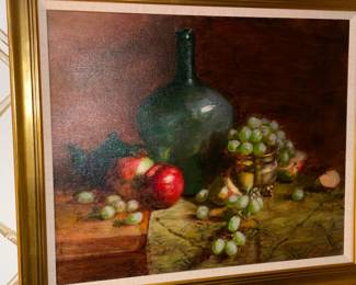 Gold Framed Fruit Still Life Painting Signed By "Mosley"
