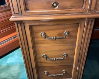 Large Wooden Desk With Black Leather Top